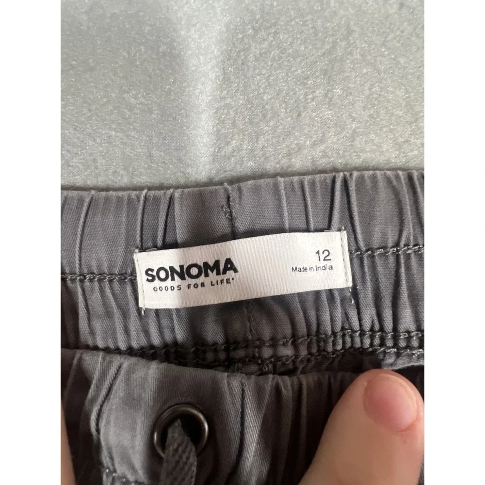 Sonoma Women's Size 12 Gray Cargo Capri Pants Convertible Drawstring Elastic - Picture 4 of 6